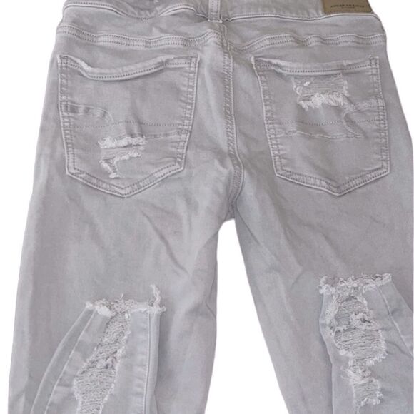 American Eagle Distressed Super Stretch X Jeggings In Light Gray - Picture 3 of 7